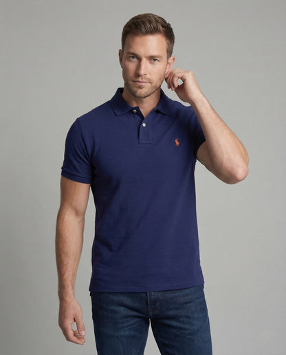 Herren Poloshirt Piqué Mesh Struktur Verdeckte Knöpfe - Norvielle