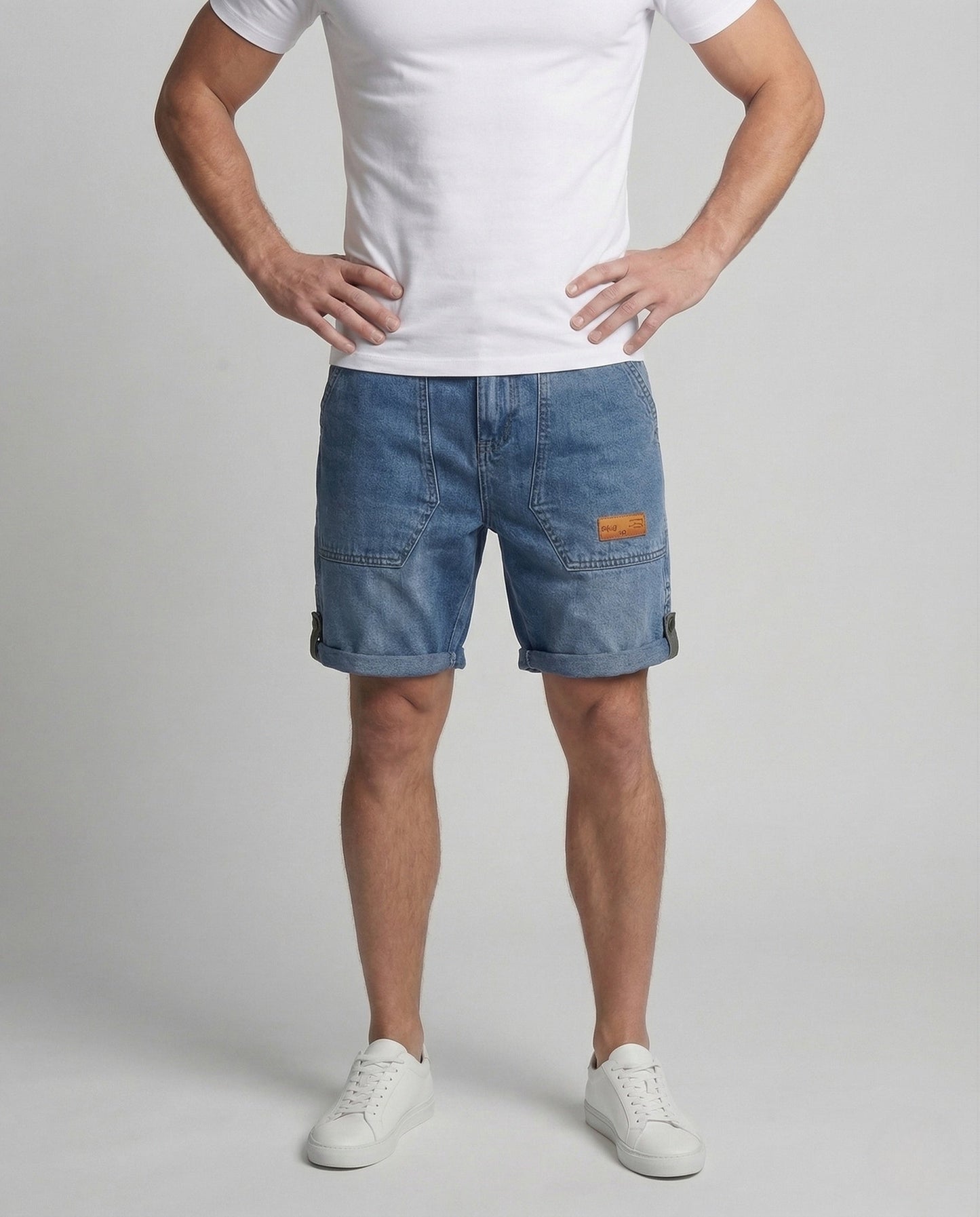 Herren Denim Shorts Cargotaschen Umschlagsaum - Norvielle
