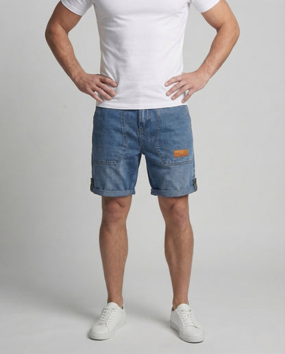 Herren Denim Shorts Cargotaschen Umschlagsaum - Norvielle