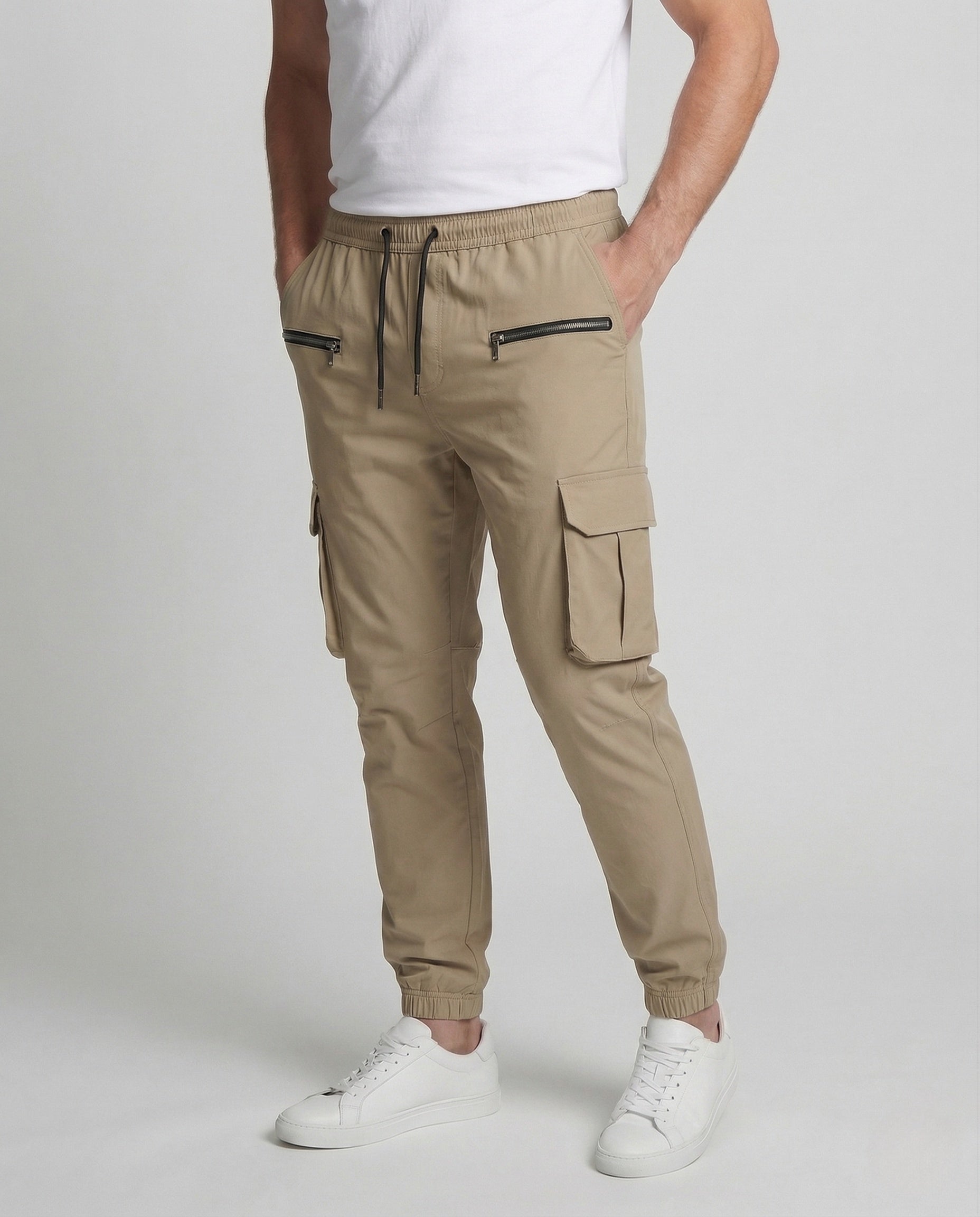 Herren Jogginghose Slim Fit Reißverschlusstaschen Schwarz - Norvielle