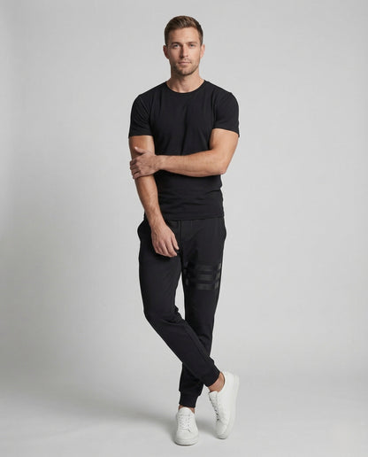 Herren Slimfit Jogginghose Elastischer Bund Streifen Schwarz - Norvielle