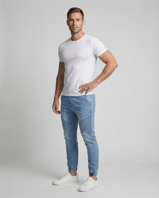 Herren Slim Denim Jogger Elastischer Bund Schwarz - Norvielle