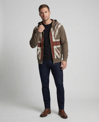 Unisex Vintage Hoodie Zipjacke Flaggenprint - Norvielle