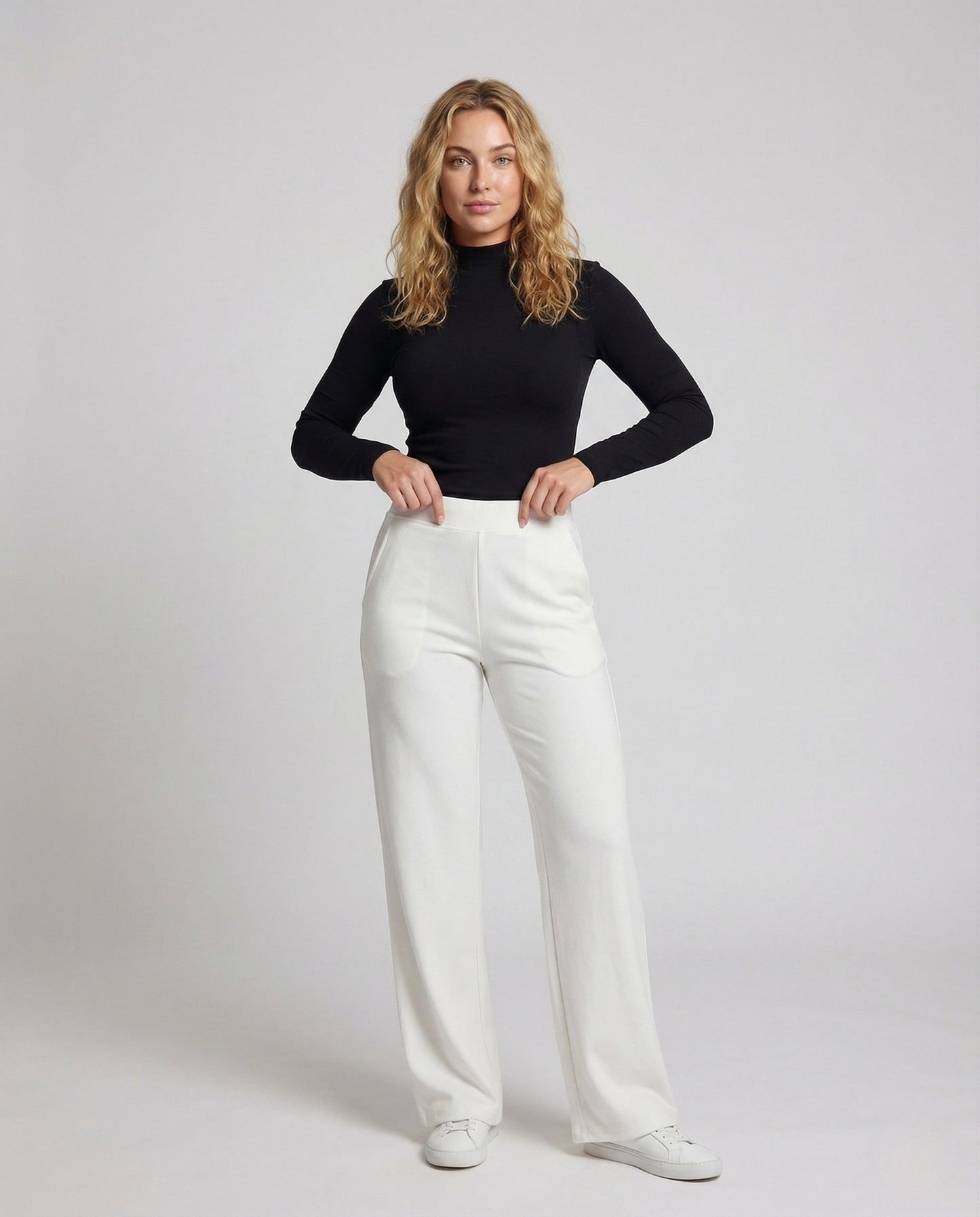 Damen Cordhose High Waist Weites Bein Gerippt - Norvielle