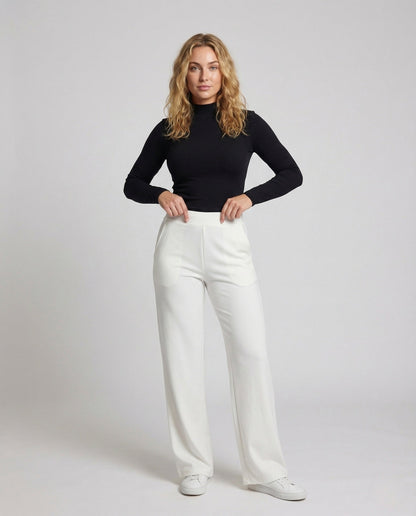 Damen Cordhose High Waist Weites Bein Gerippt - Norvielle