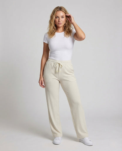 Damen Freizeithose Gerippt Elastisch Tunnelzug Schwarz - Norvielle