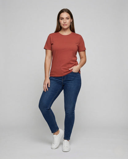 Damen Baumwollshirt Rundhals Weiches Jersey Qualität - Norvielle