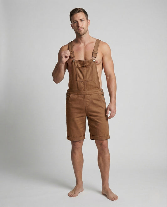 Herren Latzshorts Baumwollmix Verstellbare Träger - Norvielle