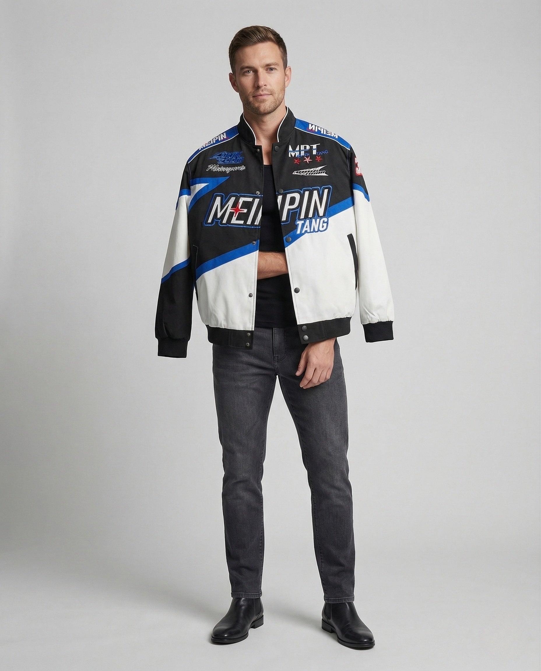 Herren Collegejacke Logoprint Retro-Racing-Design - Norvielle