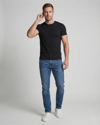 Herren Slim-Fit-Jeans Stretch Gerades Bein Schwarz - Norvielle