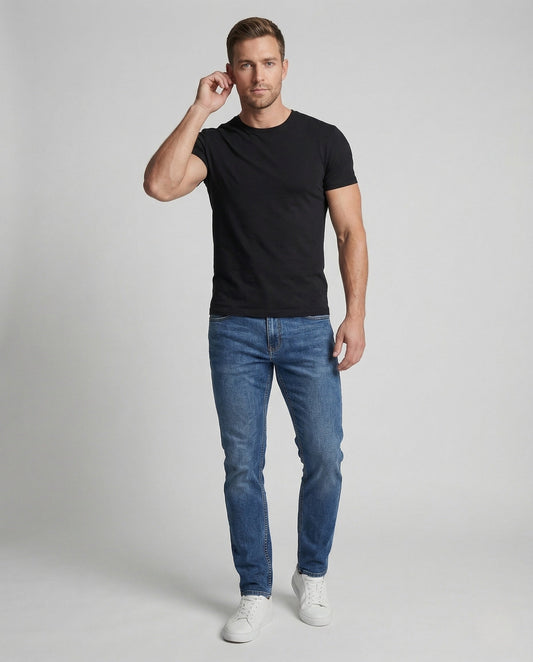 Herren Slim-Fit-Jeans Stretch Gerades Bein Schwarz - Norvielle