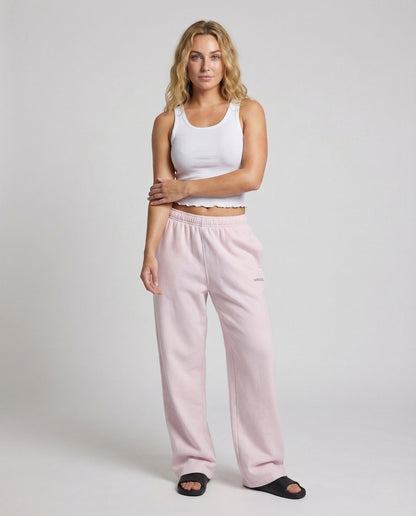 Damen Retro Jogginghose High Waist mit Logostickerei - Norvielle