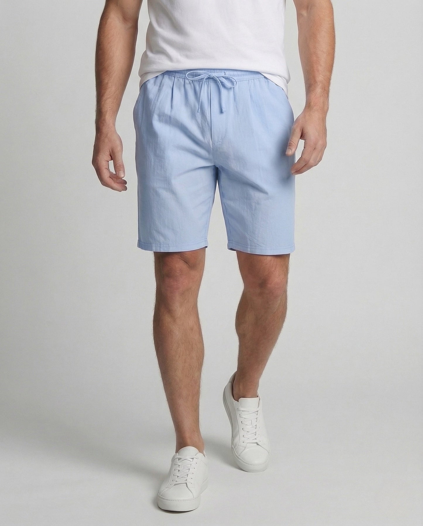 Herren Bermuda Shorts Leinen Elastisch Schwarz - Norvielle