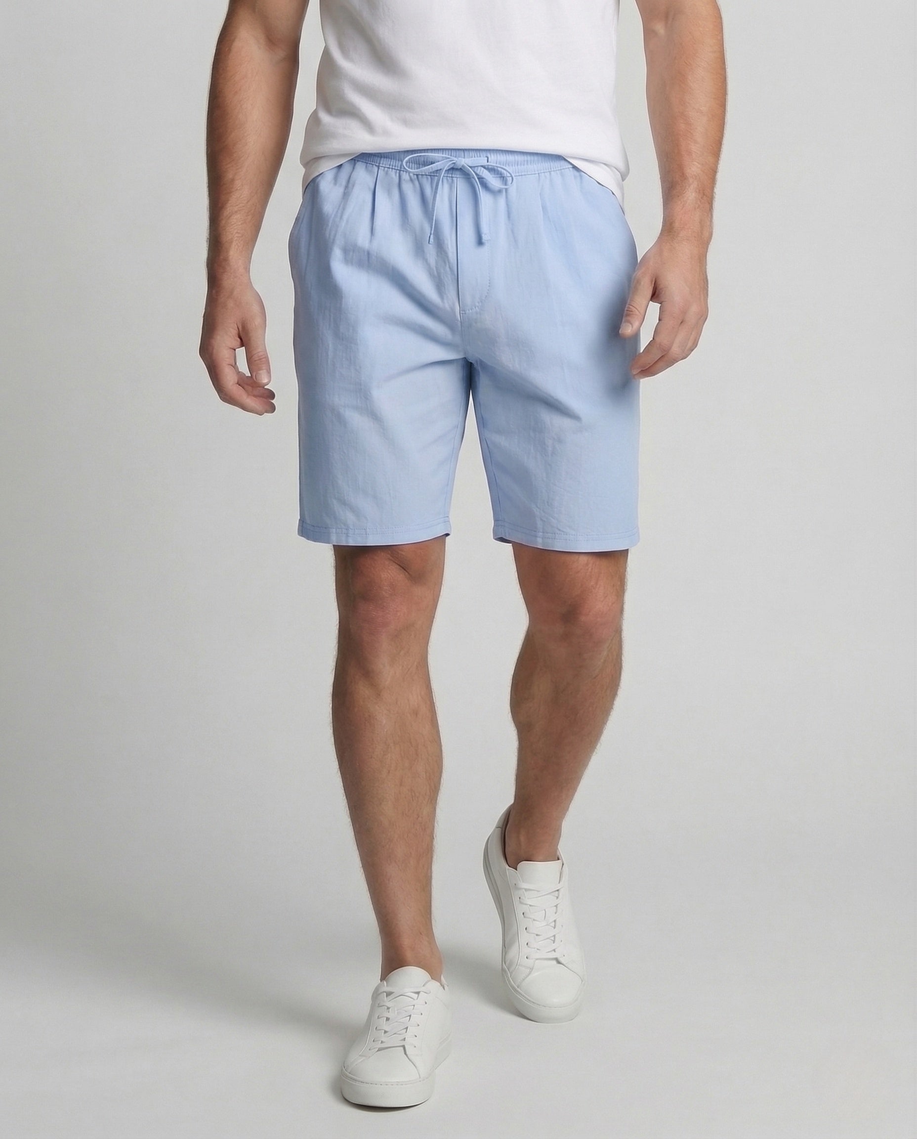 Herren Bermuda Shorts Leinen Elastisch Schwarz - Norvielle