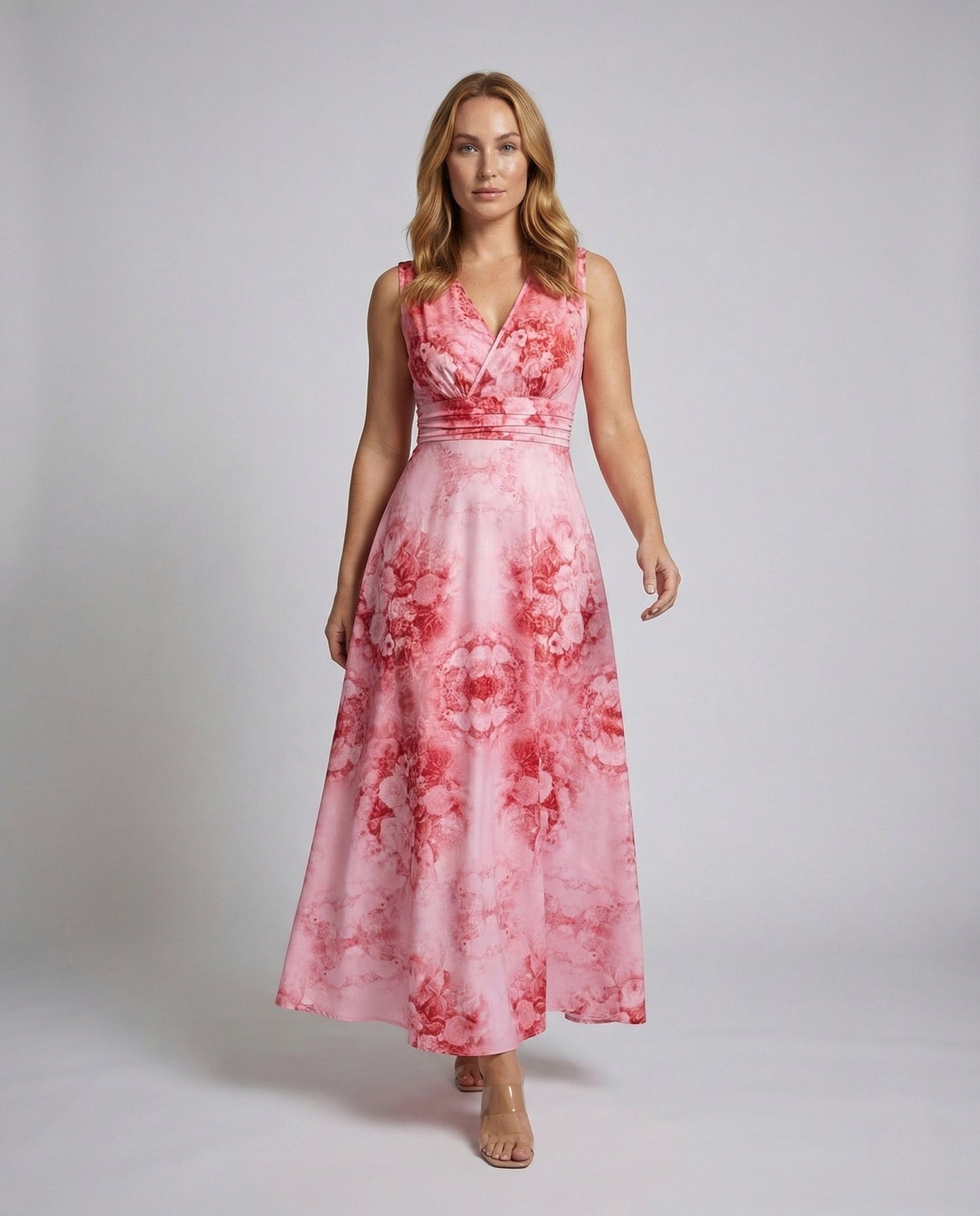 Damen Maxikleid A-Linie mit Floralmuster und Wickeldetail - Norvielle