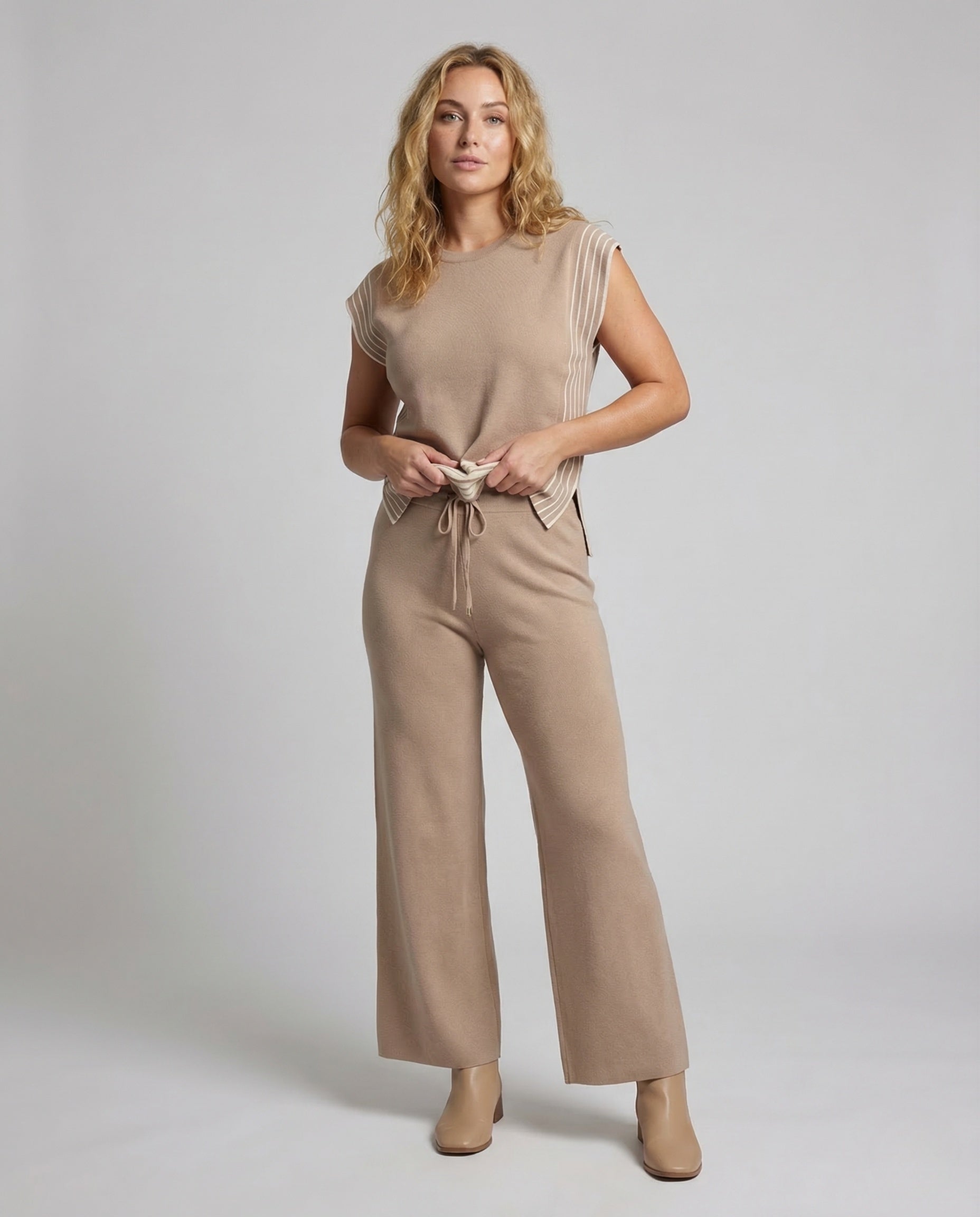 Damen Stricktop und Culotte Hose Set - Norvielle