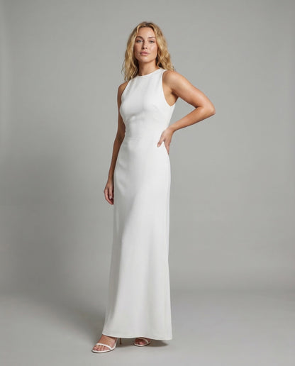 Damen Abendkleid Ärmellos Rundhals Säule Schwarz - Norvielle