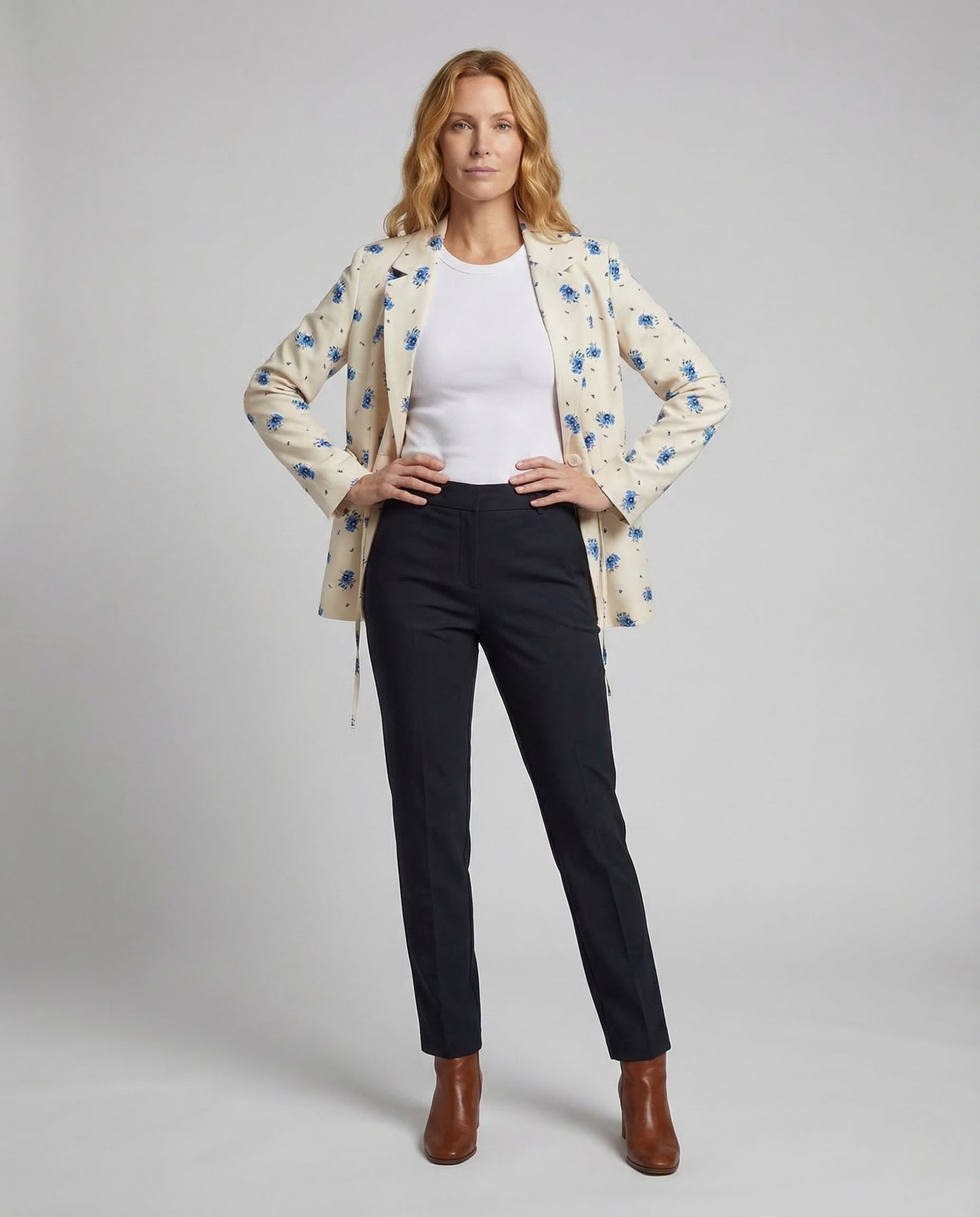Damen Doppelreiher Blazer mit Gürtel - Norvielle