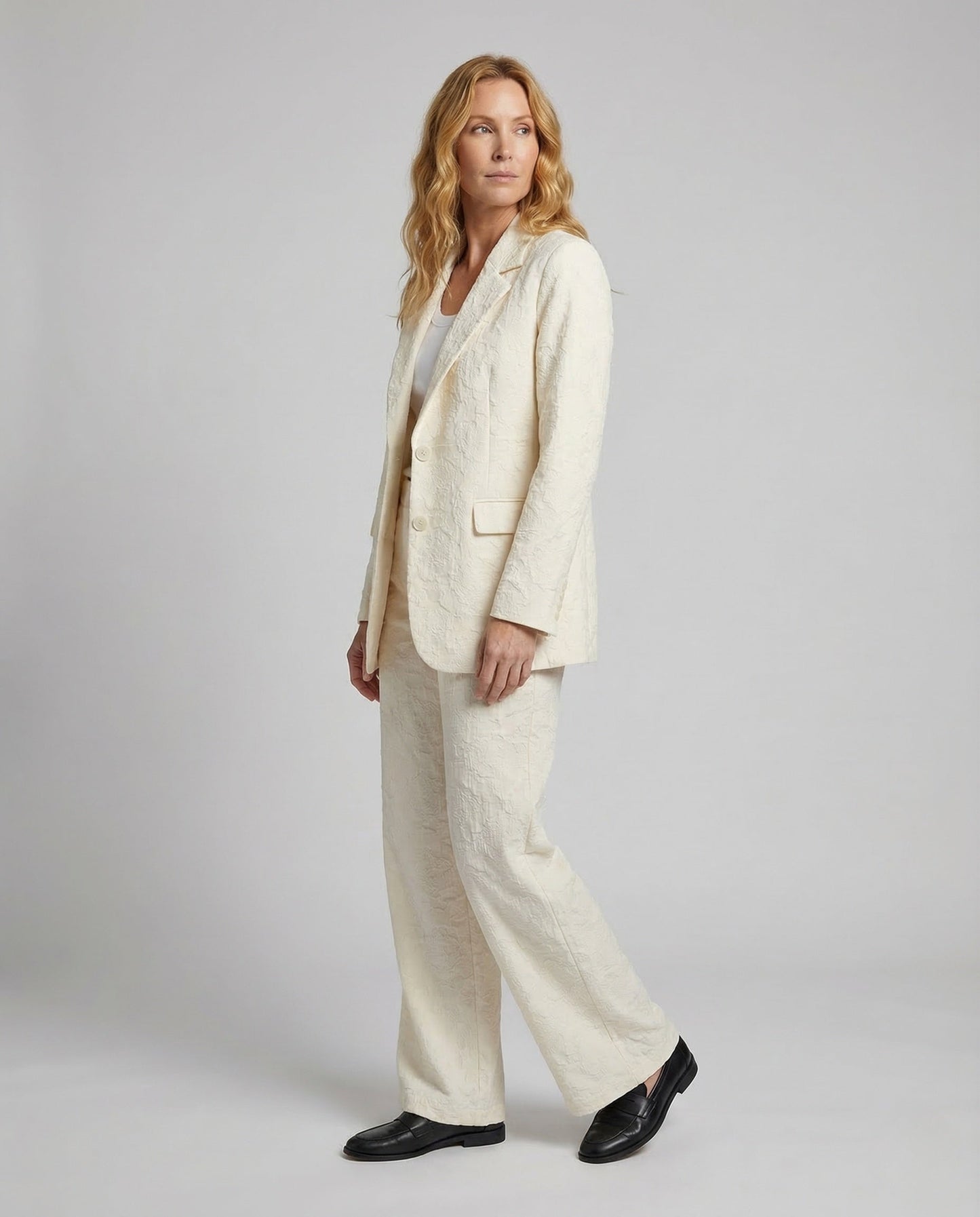 Damen Blazer Hose Set Jacquard - Norvielle