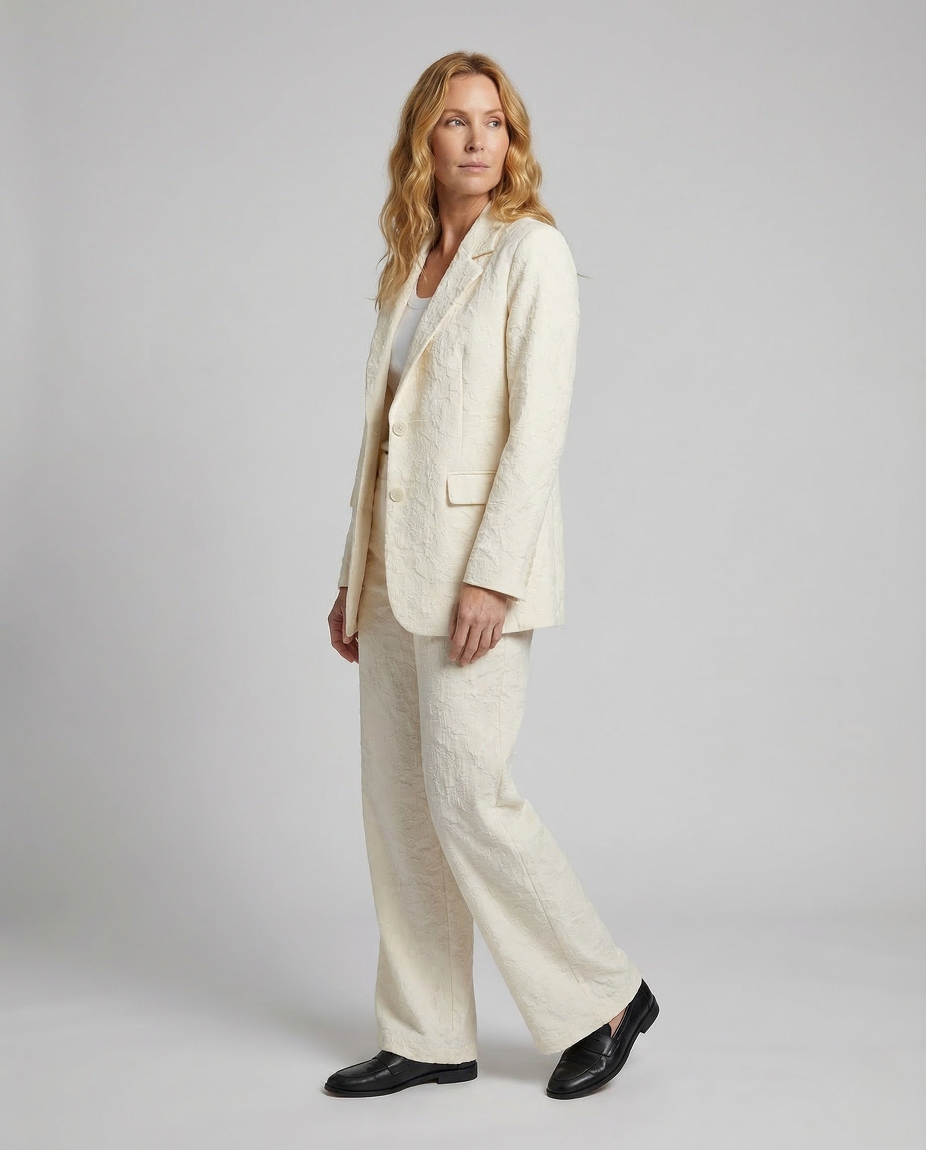 Damen Blazer Hose Set Jacquard - Norvielle