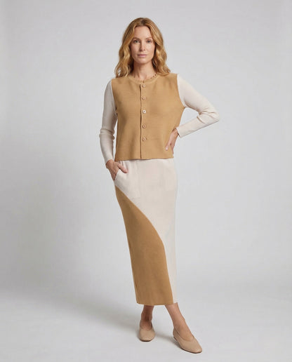 Damen Strickset Cardigan und Maxirock - Norvielle
