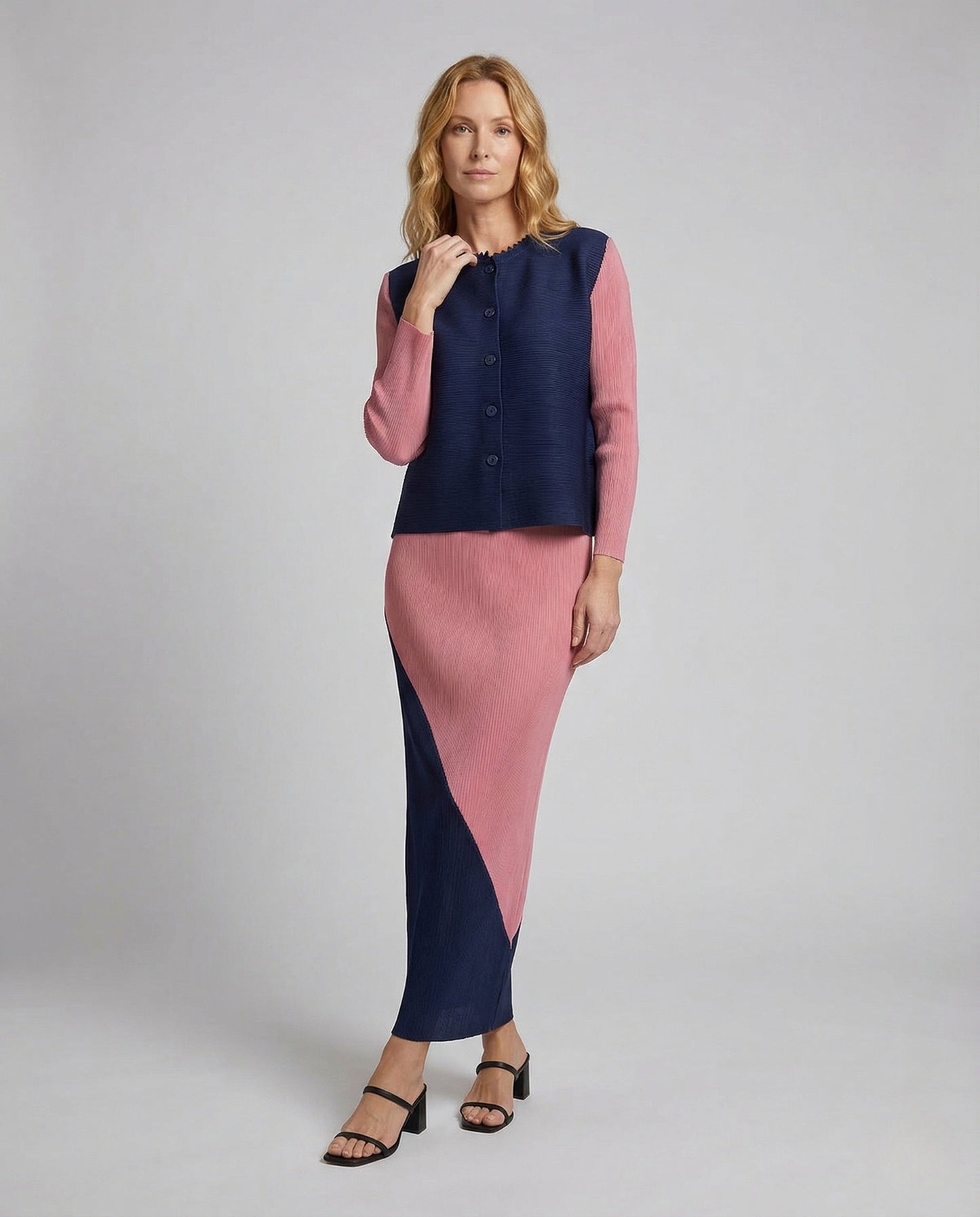 Damen Strickset Weste und Maxirock - Norvielle