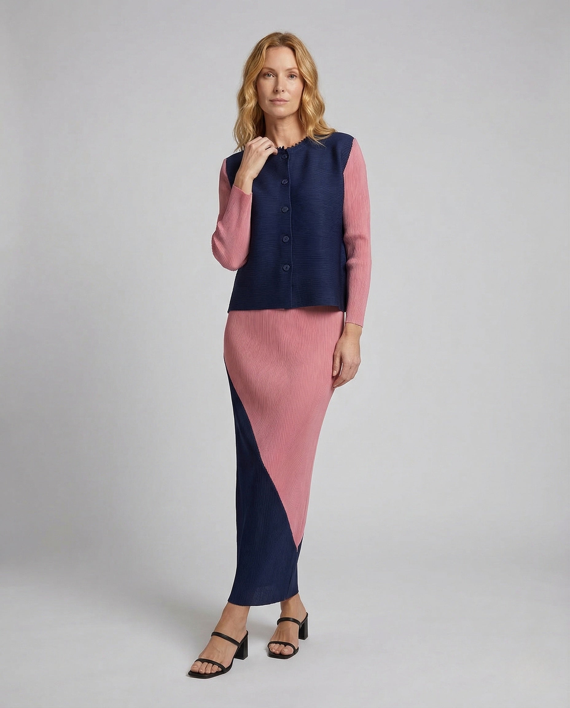 Damen Strickset Weste und Maxirock - Norvielle