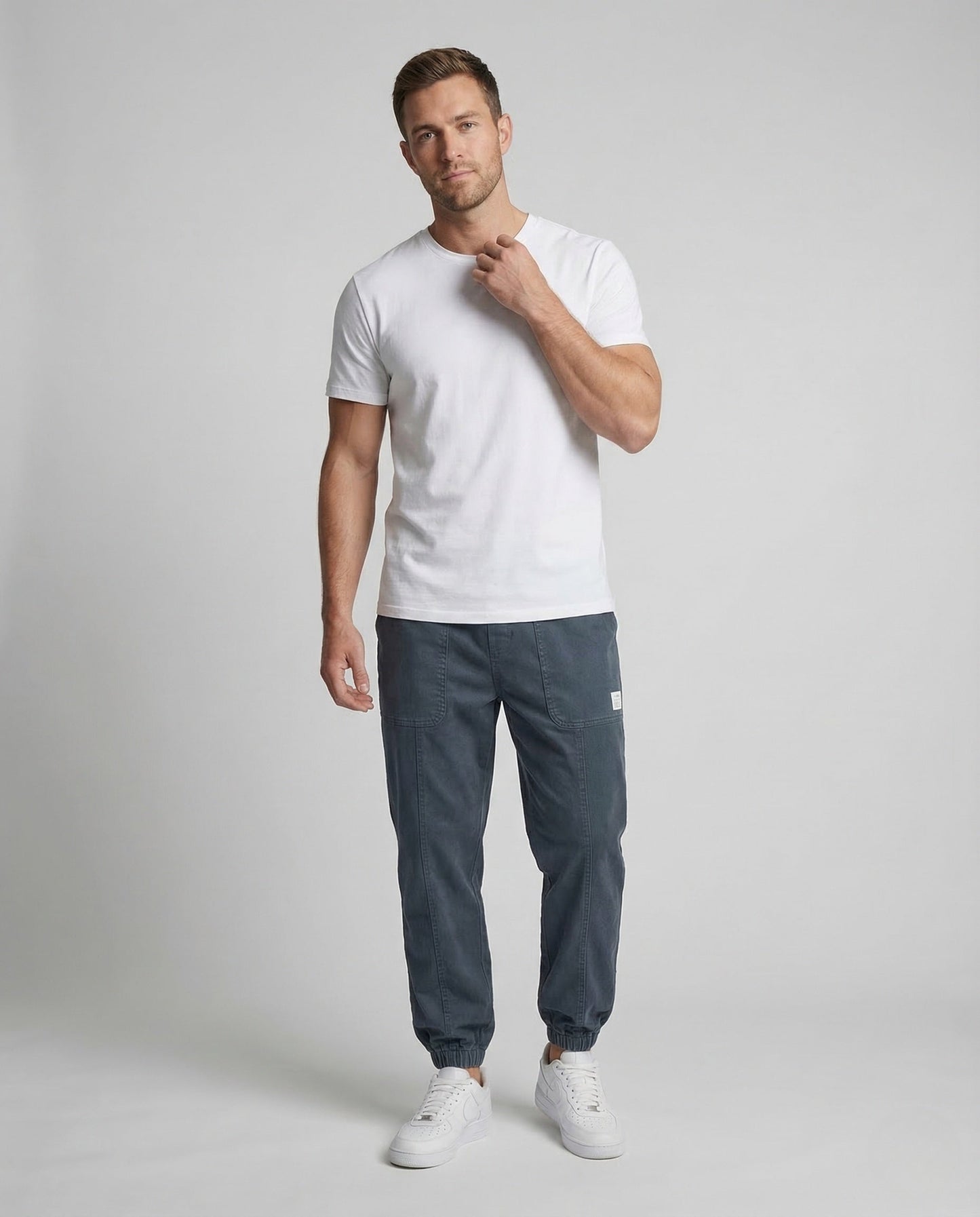 Herren Slim Jogginghose Baumwollmix Cargo Schwarz - Norvielle