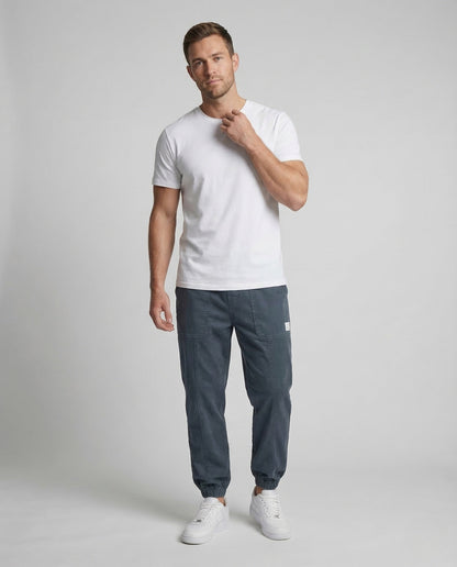 Herren Slim Jogginghose Baumwollmix Cargo Schwarz - Norvielle