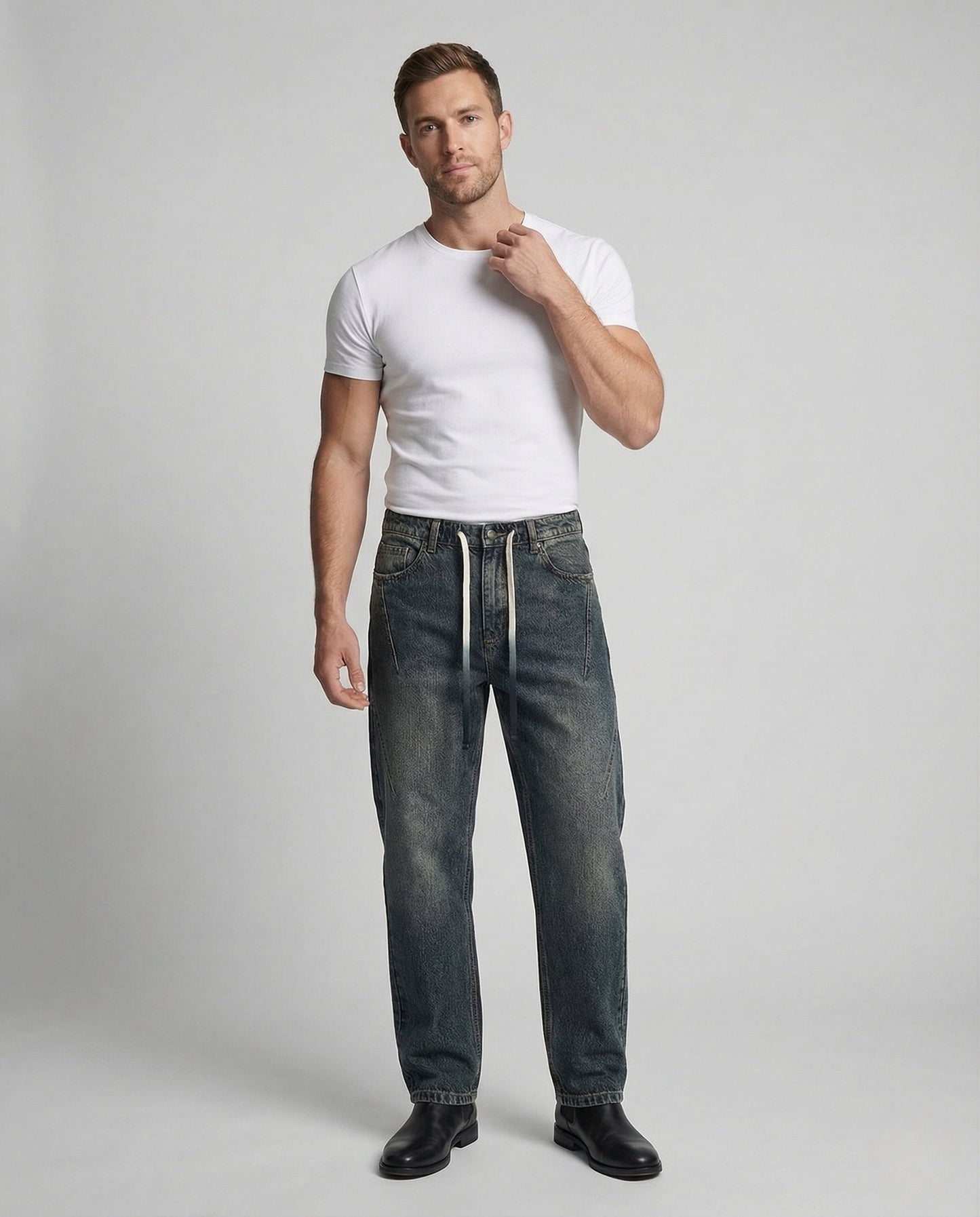 Herren Jeans Weite Hose mit Kordelzug - Norvielle