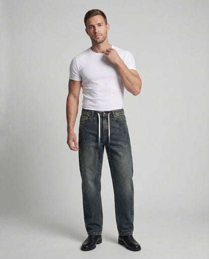 Herren Jeans Weite Hose mit Kordelzug - Norvielle