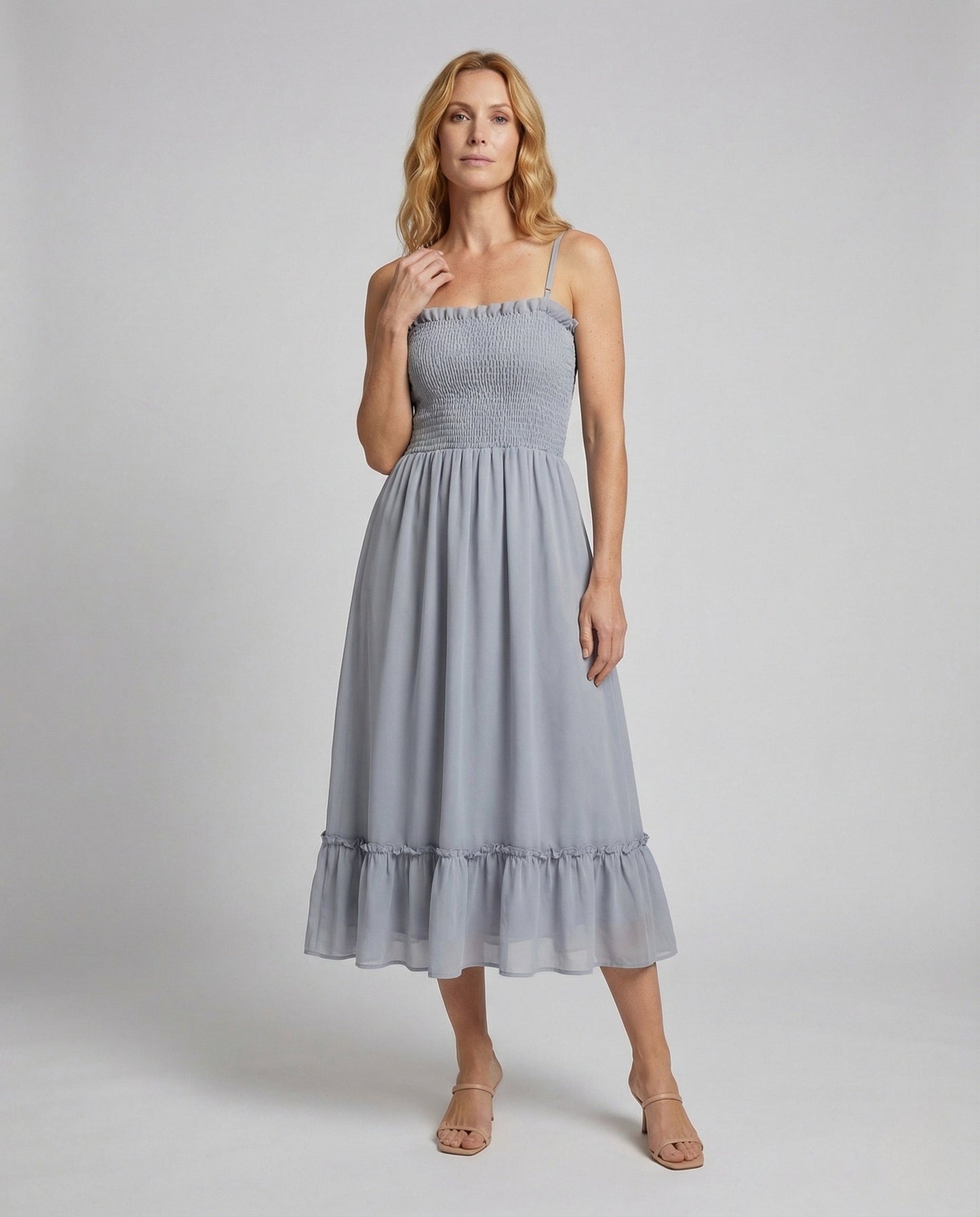 Damen Maxikleid Gerafft Smokobolero - Norvielle