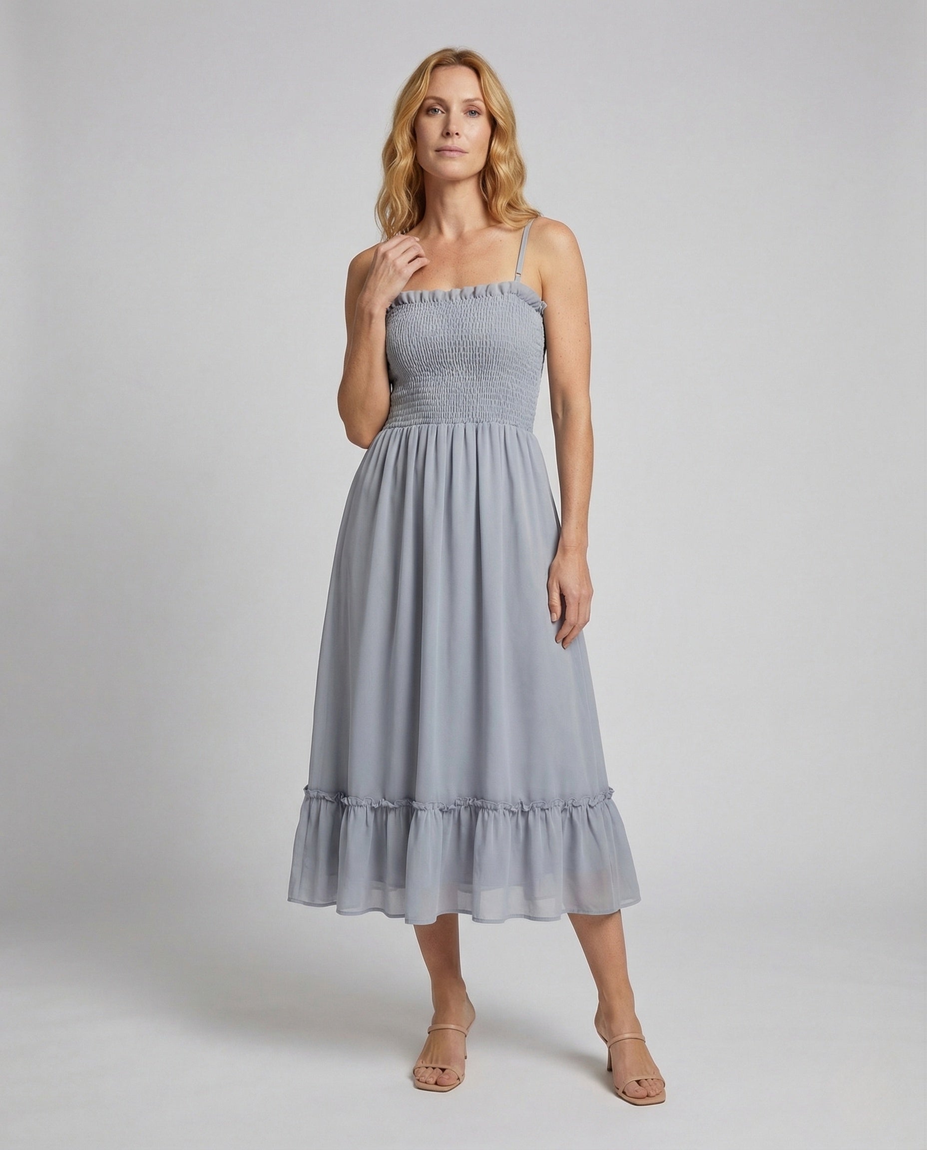 Damen Maxikleid Gerafft Smokobolero - Norvielle