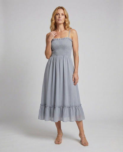 Damen Maxikleid Gerafft Smokobolero - Norvielle