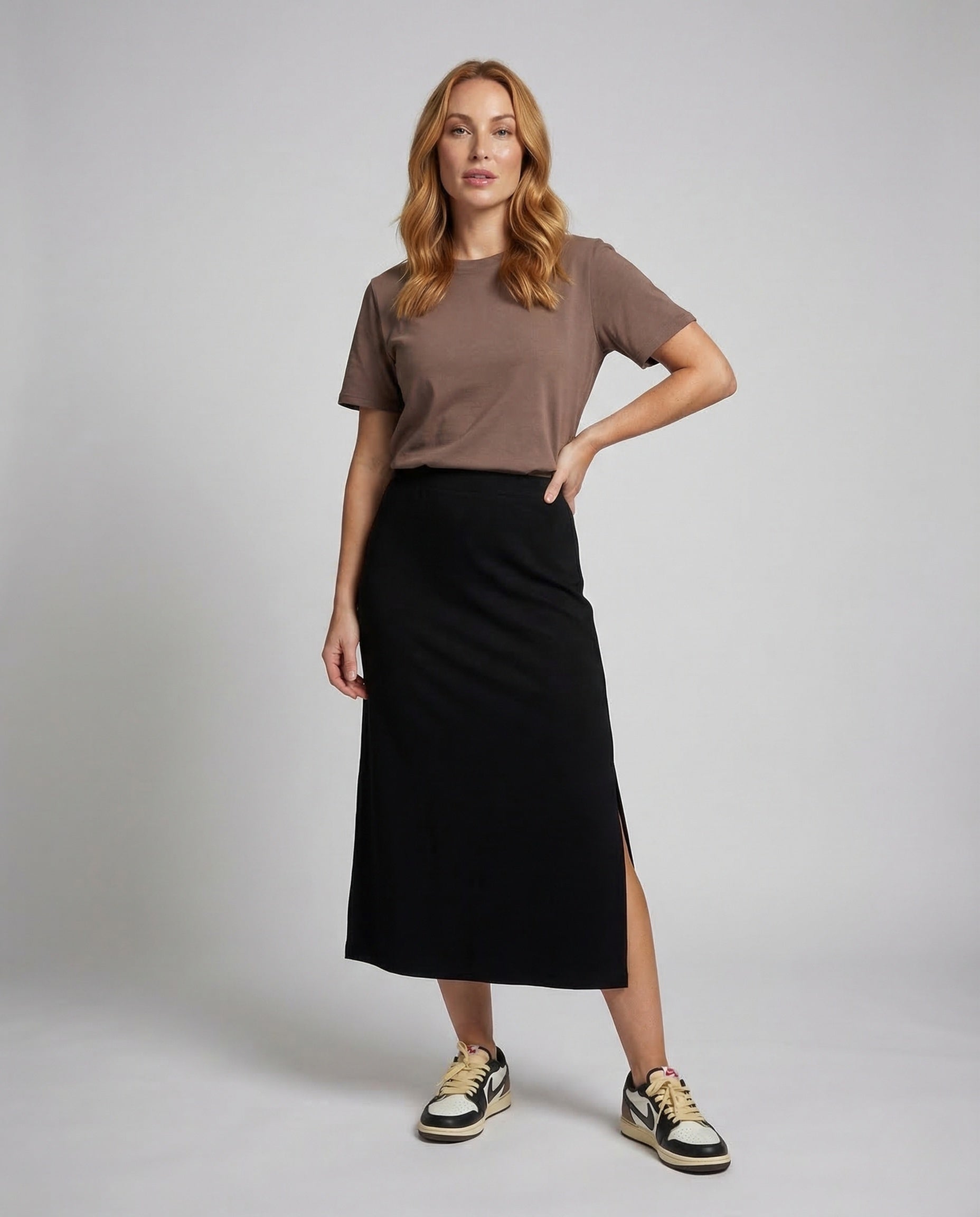 Damen Maxirock Asymmetrisch Mit Seitenschlitz - Norvielle