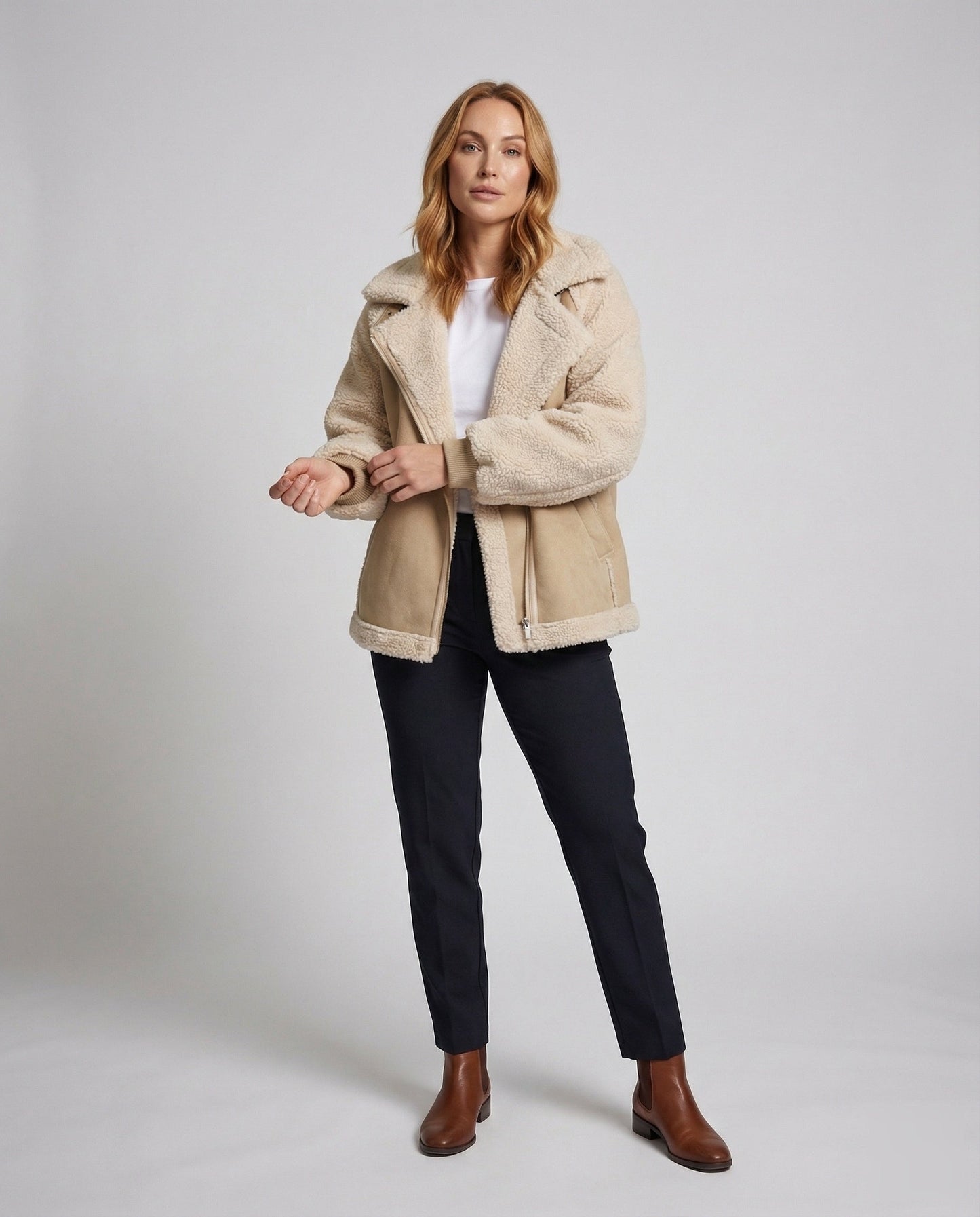 Damen Oversize Fliegerjacke Sherpa Fleece - Norvielle