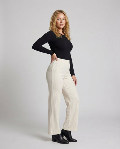 Damen Relaxhose Rippjersey Elastikbund Schwarz - Norvielle