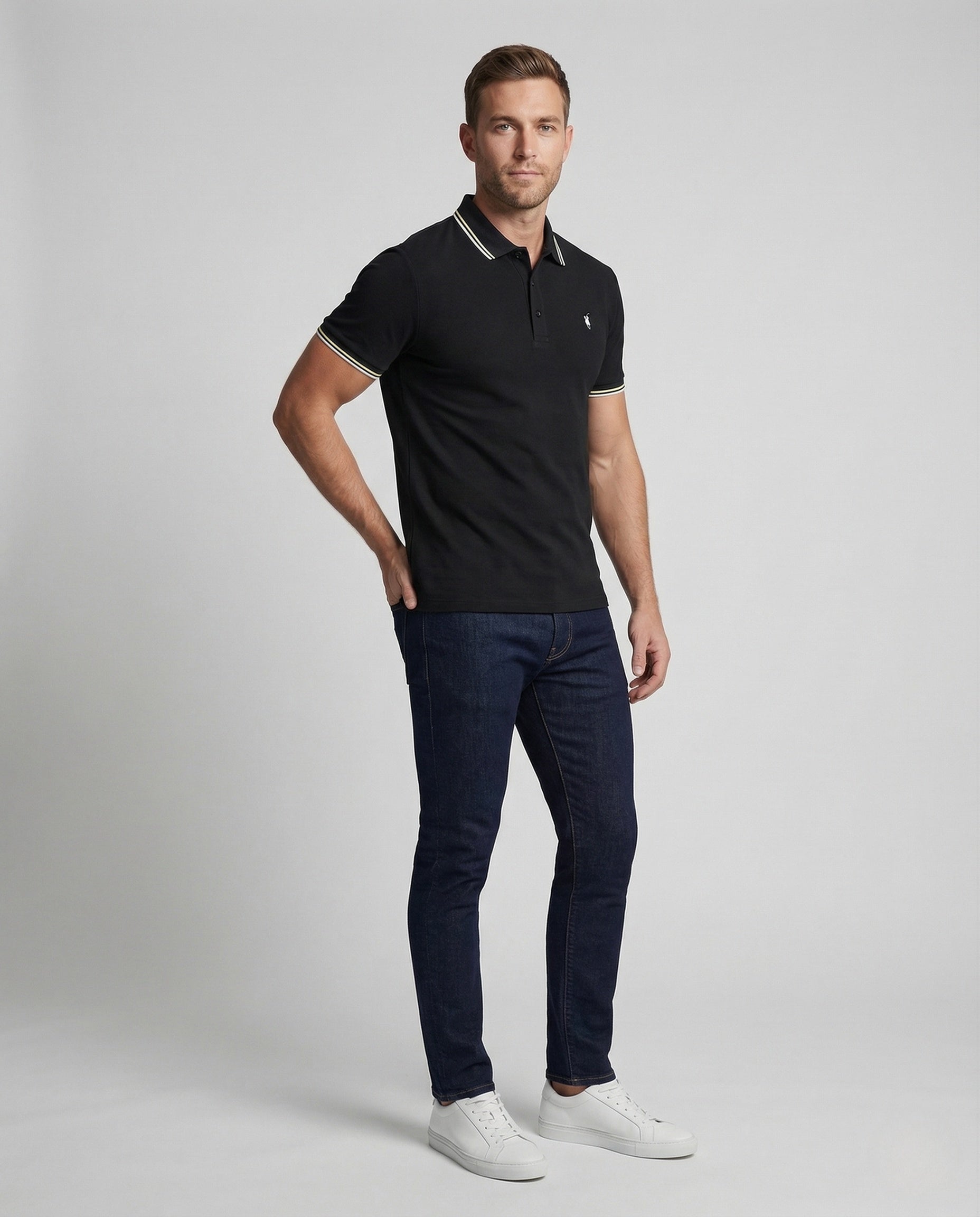 Herren Poloshirt Kurzarm Piqué mit Kontraststreifen - Norvielle