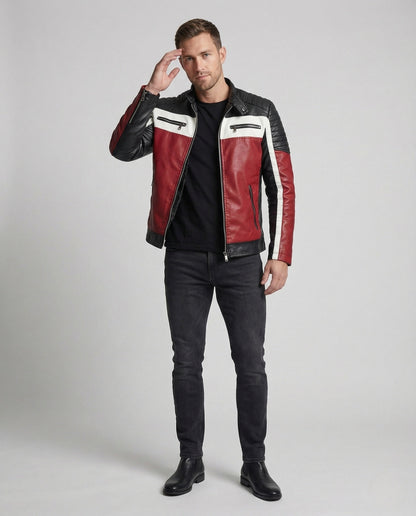 Herren Bikerjacke Kunstleder Teddyfutter Schwarz - Norvielle