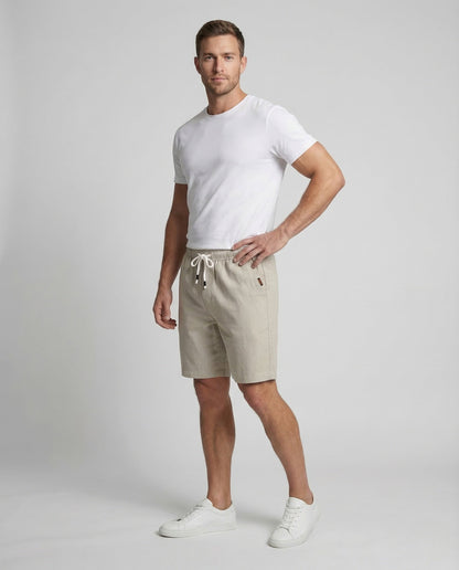 Herren Bermuda Shorts Baumwollmix Elastikbund Beige - Norvielle
