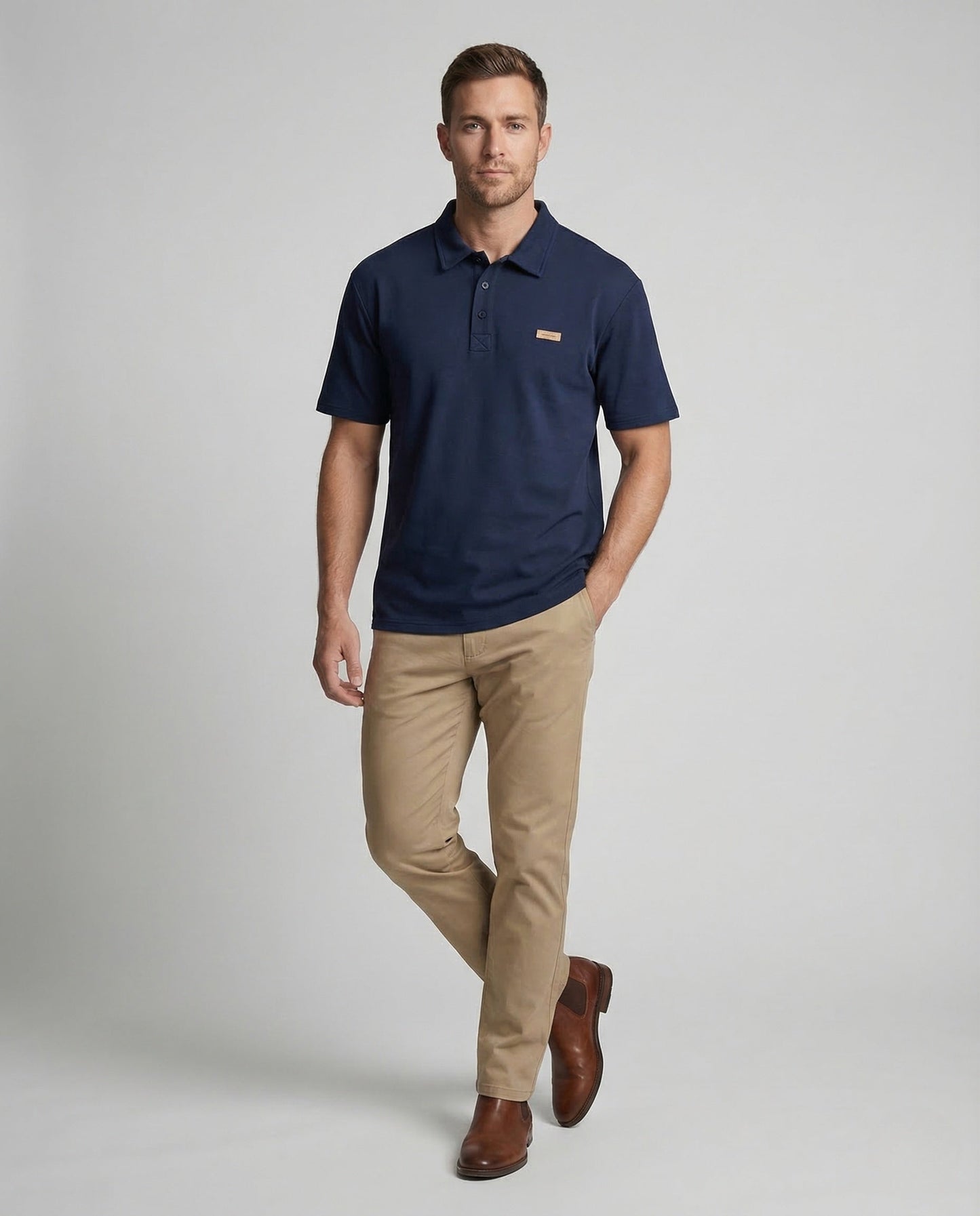 Herren Polo Shirt aus Baumwolle mit Brustapplikation - Norvielle