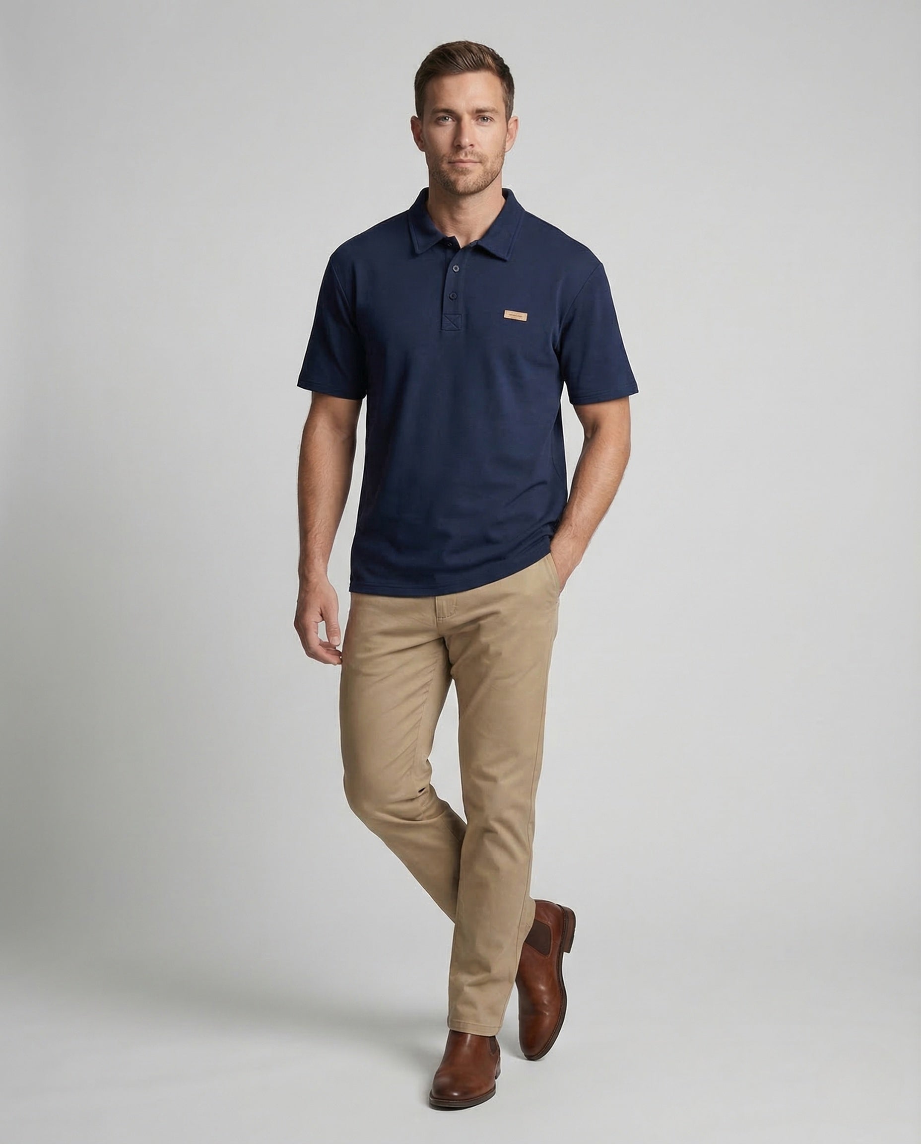 Herren Polo Shirt aus Baumwolle mit Brustapplikation - Norvielle