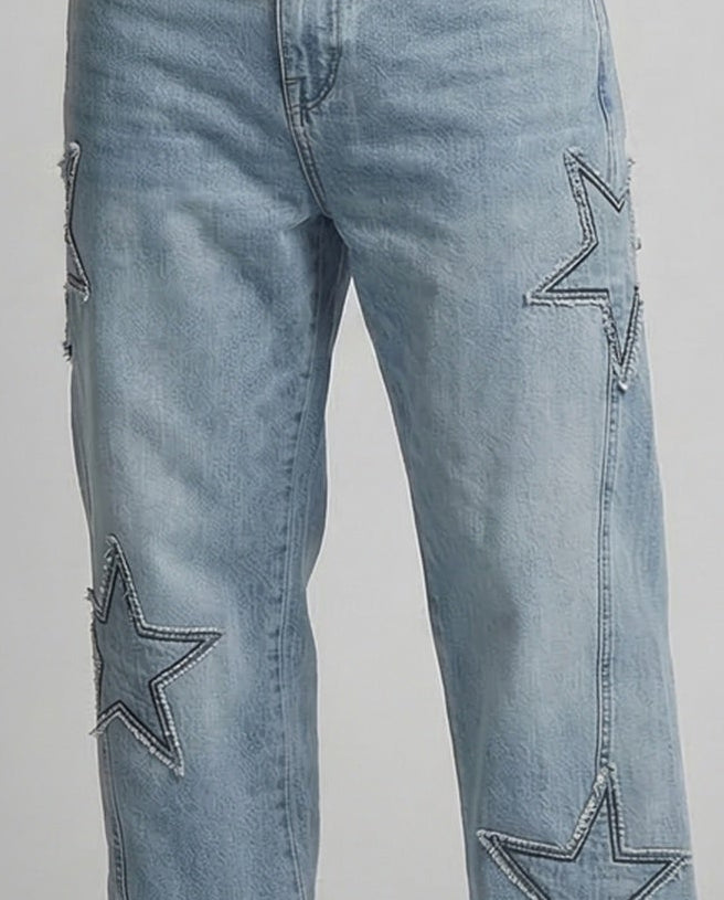 Unisex Jeans Weite Passform mit Sternenapplikation