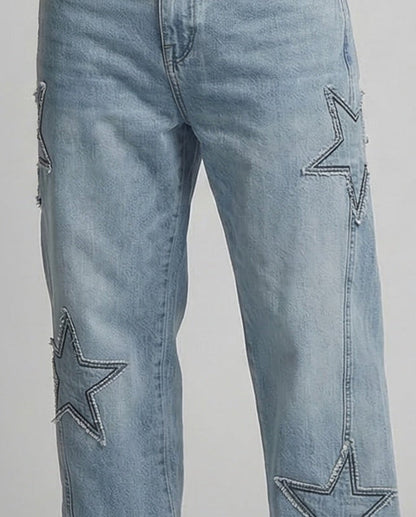 Unisex Jeans Weite Passform mit Sternenapplikation