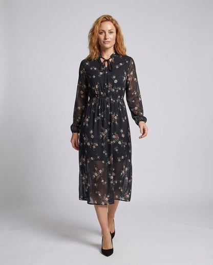 Damen Maxikleid A-Linie Chiffon Blumenmuster - Norvielle
