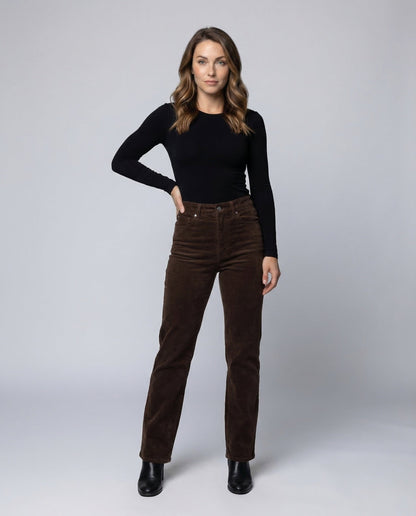 Damen Cordhose High Waist Weites Bein - Norvielle