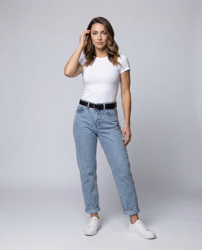 Damen High Waist Mom Jeans - Norvielle