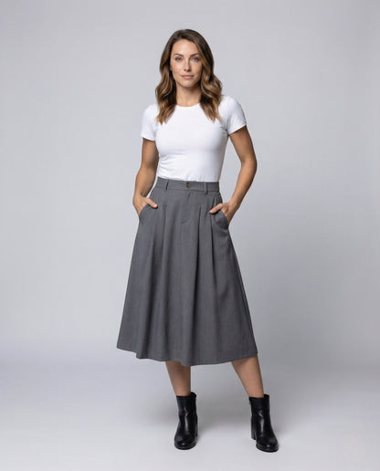 Damen Midirock A-Linie Faltenrock - Norvielle