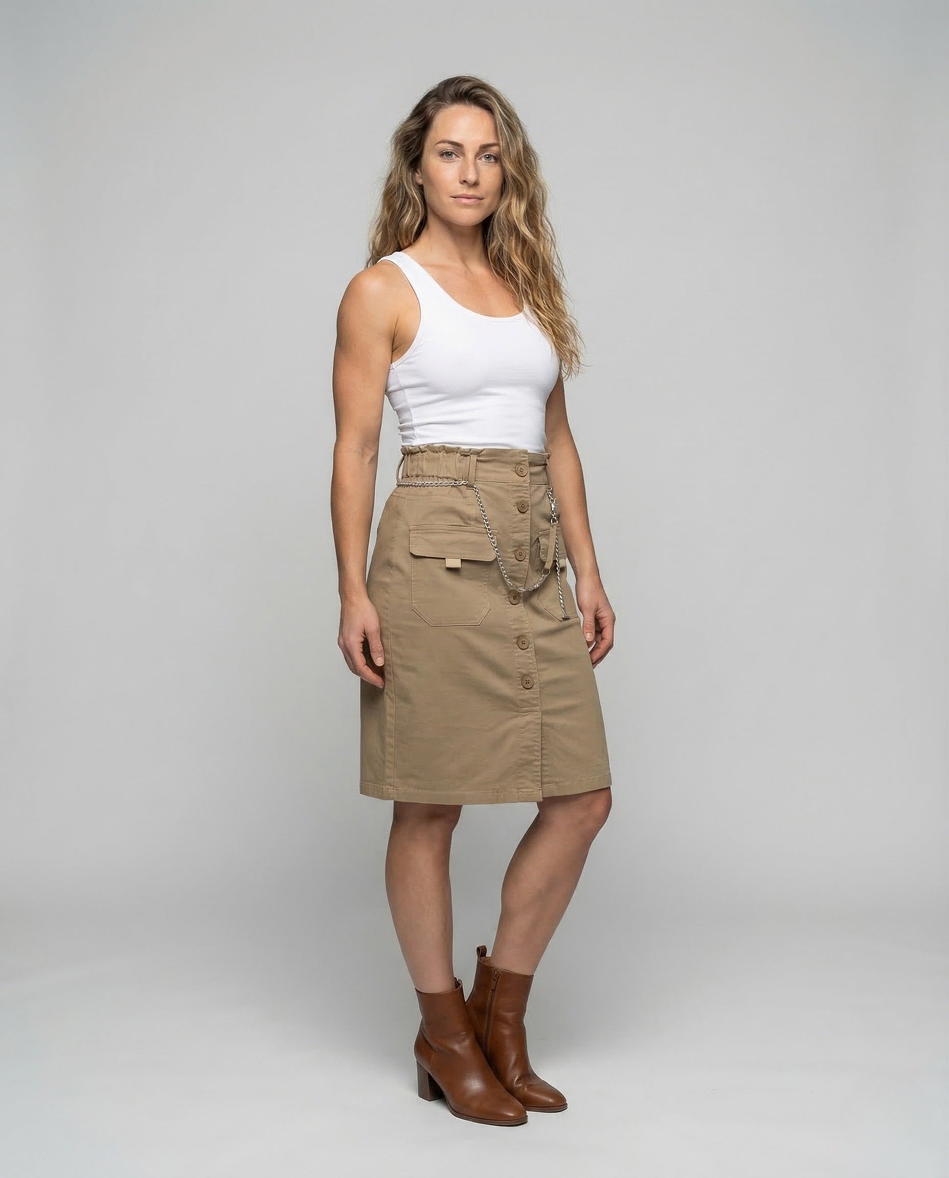 Damen Taillierter Cargo Rock mit Taschen - Norvielle