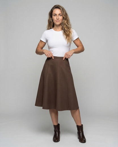 Damen Midirock High Waist A-Linie - Norvielle